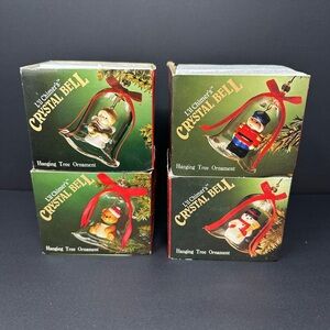NEW Lot of 4 Vintage Jasco Lil Chimers Crystal Bell Christmas Ornaments L0